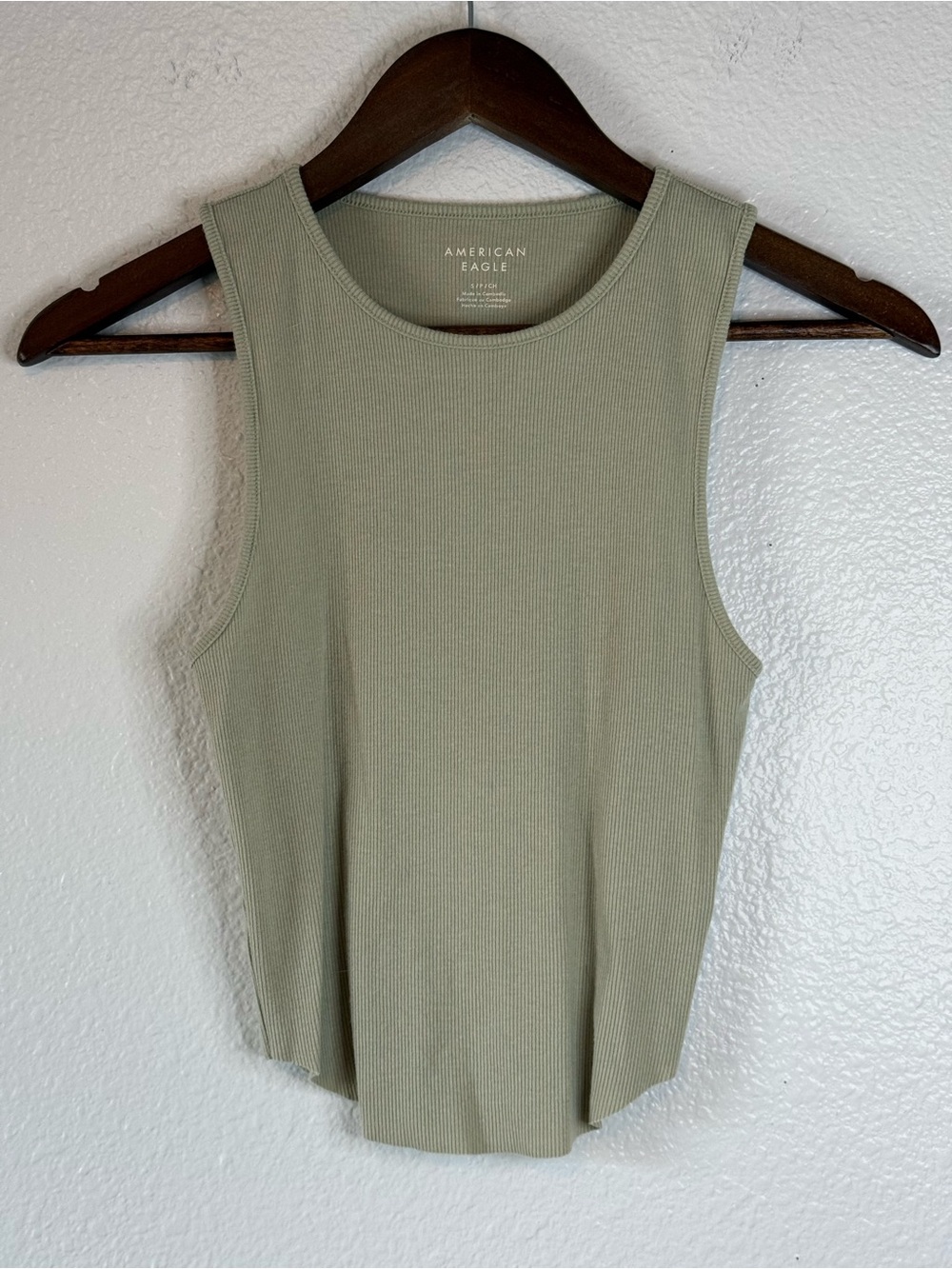 American Eagle Ribbed Tank Top Sage Green Size Small